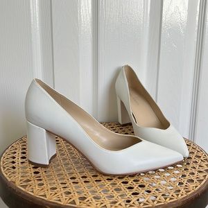 White leather block heels Marc Fisher